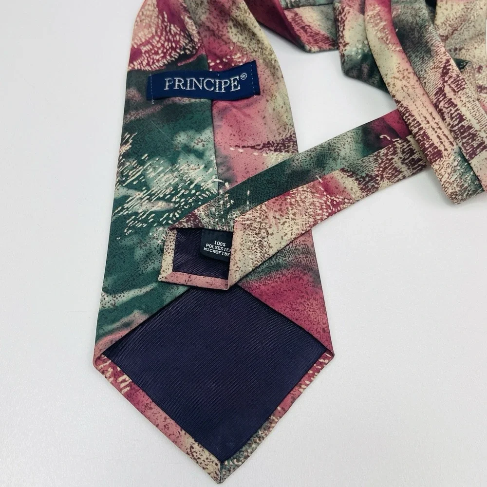 Vintage Principe‎ Tie Waterfloral Watercolor Floral Abstract Polyester 3.5